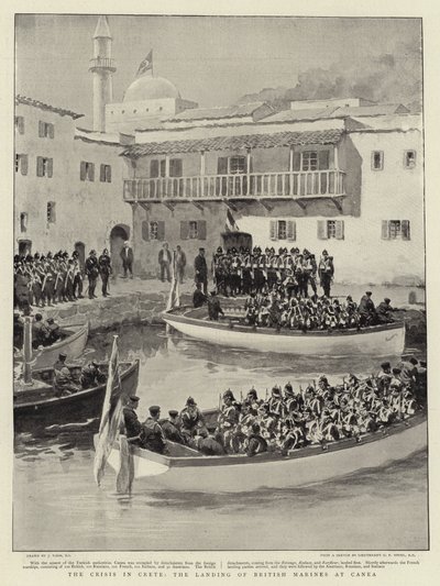 The Crisis in Crete, the landing of British Marines at Canea by Joseph Nash